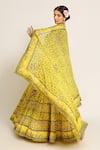 Shop_Ruar India_Yellow Chanderi Sequins, Cut Work, Embroidery Round Neck Gopashtami Lehenga Set _at_Aza_Fashions