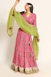 Shop_Ruar India_Pink Chanderi Sequins V-neck Nandi Lehenga Set _at_Aza_Fashions