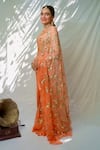Shop_Ruar India_Peach Chiffon Sequins Jhilmil Saree With Blouse _at_Aza_Fashions