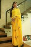 Ruar India_Yellow Chiffon Sequins, Embroidery Ombré Saree Set _Online_at_Aza_Fashions