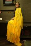 Buy_Ruar India_Yellow Chiffon Sequins, Embroidery Ombré Saree Set _Online_at_Aza_Fashions