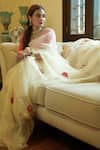 Buy_Ruar India_Cream Organza, Silk Embroidery Saree With Blouse _at_Aza_Fashions