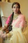 Ruar India_Cream Organza, Silk Embroidery Saree With Blouse _at_Aza_Fashions