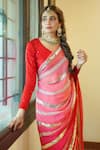 Shop_Ruar India_Red Chiffon Sequins Round Neck Saree With Blouse _Online_at_Aza_Fashions