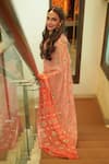 Shop_Ruar India_Pink Chiffon Embroidery Saree With Blouse _at_Aza_Fashions