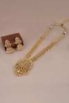 Shop_Smars Jewelry_Gold Plated Stones Designer Necklace And Earring Set _at_Aza_Fashions