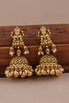 Smars Jewelry_Gold Plated Pearls Work Necklace And Earring Set _Online_at_Aza_Fashions