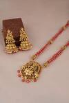 Smars Jewelry_Gold Plated Pearls, Beads Work Necklace And Earring Set _Online_at_Aza_Fashions
