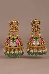 Shop_Smars Jewelry_Gold Plated Stones, Pearls Designer Earring With Synthetic _at_Aza_Fashions