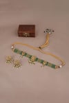 Shop_Smars Jewelry_Gold Plated Pearls, Stones And Choker Necklace Set _at_Aza_Fashions