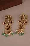Smars Jewelry_Gold Plated Stones, Pearls Designer Necklace And Earring Set _Online_at_Aza_Fashions