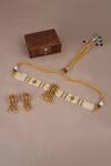 Shop_Smars Jewelry_Gold Plated Pearls Work Necklace And Earring Set _at_Aza_Fashions