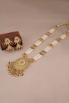 Shop_Smars Jewelry_Gold Plated Stones Synthetic Necklace And Earring Set _at_Aza_Fashions