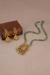 Shop_Smars Jewelry_Gold Plated Pearls Work Necklace And Earring Set _at_Aza_Fashions