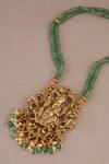 Shop_Smars Jewelry_Gold Plated Pearls Work Necklace And Earring Set _Online_at_Aza_Fashions