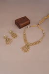 Shop_Smars Jewelry_Gold Plated Zari Kundan Necklace And Earring Set _at_Aza_Fashions