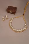 Shop_Smars Jewelry_Gold Plated Pearls, Stones Kundan Necklace And Earring Set _at_Aza_Fashions