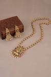 Shop_Smars Jewelry_Gold Plated Stones, Pearls Designer Necklace And Earring Set _at_Aza_Fashions
