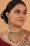 Buy_Smars Jewelry_Gold Plated Pearls, Stones And Necklace Set _at_Aza_Fashions