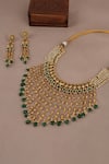 Shop_Smars Jewelry_Gold Plated Pearls, Stones And Necklace Set _at_Aza_Fashions