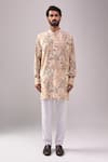 Buy_Spring Break_Cream Cotton, Linen Tropical Print Kurta Set _Online_at_Aza_Fashions