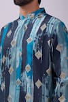 Spring Break_Blue Cotton Navy Printed Kurta Set _at_Aza_Fashions