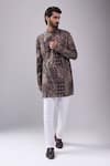 Shop_Spring Break_Black Cotton And Gold Paisley Print Kurta Set _Online_at_Aza_Fashions