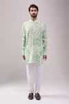 Spring Break_Green Cotton Enchanted Print Kurta Set _at_Aza_Fashions