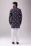 Shop_Spring Break_Navy Cotton And Gold Leaf Print Kurta Set _at_Aza_Fashions