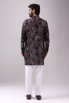 Shop_Spring Break_Black Cotton, Linen Tropical Print Kurta Set _at_Aza_Fashions