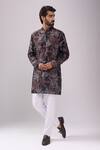 Buy_Spring Break_Black Cotton, Linen Tropical Print Kurta Set _at_Aza_Fashions