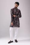 Buy_Spring Break_Black Cotton, Linen Tropical Print Kurta Set _Online_at_Aza_Fashions