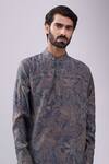 Buy_Spring Break_Gray Cotton Paisley Print Kurta Set _Online_at_Aza_Fashions