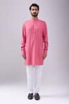 Shop_Spring Break_Pink Cotton Printed Kurta _Online_at_Aza_Fashions