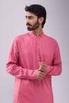 Spring Break_Pink Cotton Printed Kurta _at_Aza_Fashions