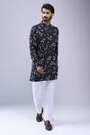 Spring Break_Black Cotton Floral Print Kurta _Online_at_Aza_Fashions
