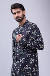 Buy_Spring Break_Black Cotton Floral Print Kurta _Online_at_Aza_Fashions