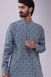 Spring Break_Blue Cotton, Crepe Printed Kurta _Online_at_Aza_Fashions