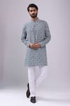Buy_Spring Break_Blue Cotton, Crepe Printed Kurta _at_Aza_Fashions