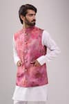 Shop_Spring Break_Pink Satin, Digital Print Jacket Kurta Set 