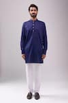 Buy_Spring Break_Navy Satin, Digital Print Kurta Set _Online_at_Aza_Fashions