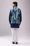 Shop_Spring Break_Navy Satin, Digital Print Kurta Set _at_Aza_Fashions