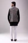Shop_Spring Break_Gray Satin, Paisley Print Jacket Kurta Set _at_Aza_Fashions