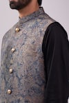 Buy_Spring Break_Gray Satin, Paisley Print Jacket Kurta Set 