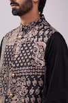 Buy_Spring Break_White Satin, Embroidery Black And Gold Paisley Print Jacket Set 