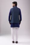 Shop_Spring Break_Blue Cotton Navy Printed Nehru Jacket _at_Aza_Fashions