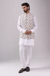 Buy_Spring Break_Beige Cotton Botanical Print Nehru Jacket _at_Aza_Fashions