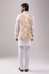 Shop_Spring Break_Beige , Linen, Satin Tropical Print Jacket Kurta Set _at_Aza_Fashions