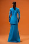 Shop_Taali_Blue Silk Beads, Sequins Open Neck Hand Embellished Designer Set _at_Aza_Fashions