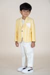 Little Boys Closet_Yellow Linen Striped Blazer And Pant Set _Online_at_Aza_Fashions